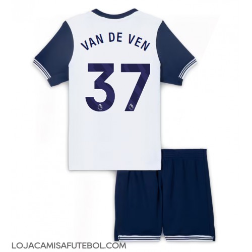 Camisa de Futebol Tottenham Hotspur Micky van de Ven #37 Equipamento Principal Infantil 2024-25 Manga Curta (+ Calças curtas)